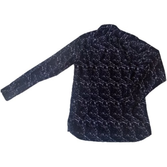 Size 3 M 38" Black & Grey Marble Long Sleeve Shirt - Picture 4 of 9